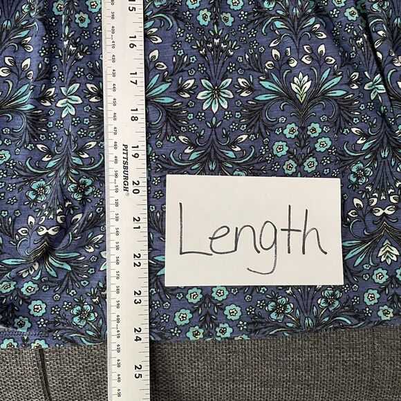 J.Jill Casual Top Ornate Floral Blue‎ Turquoise Boho 3/4 Sleeve Peplum Medium - Picture 11 of 13